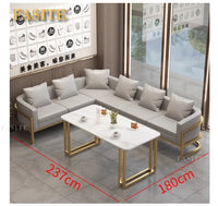 Linlamim Fabric Sofa Set Furniture Living Room Sofa Set with Desk and Stools / Big U Shape Cloth Couch Sofas for Home Furniture