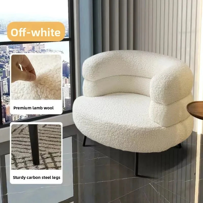 Bohemian Fluffy Accent Chair Modern Lamb Wool Lounge Chaise Plush Single Sofa for Small Space  Luxury Vanity Stool for Bedroom