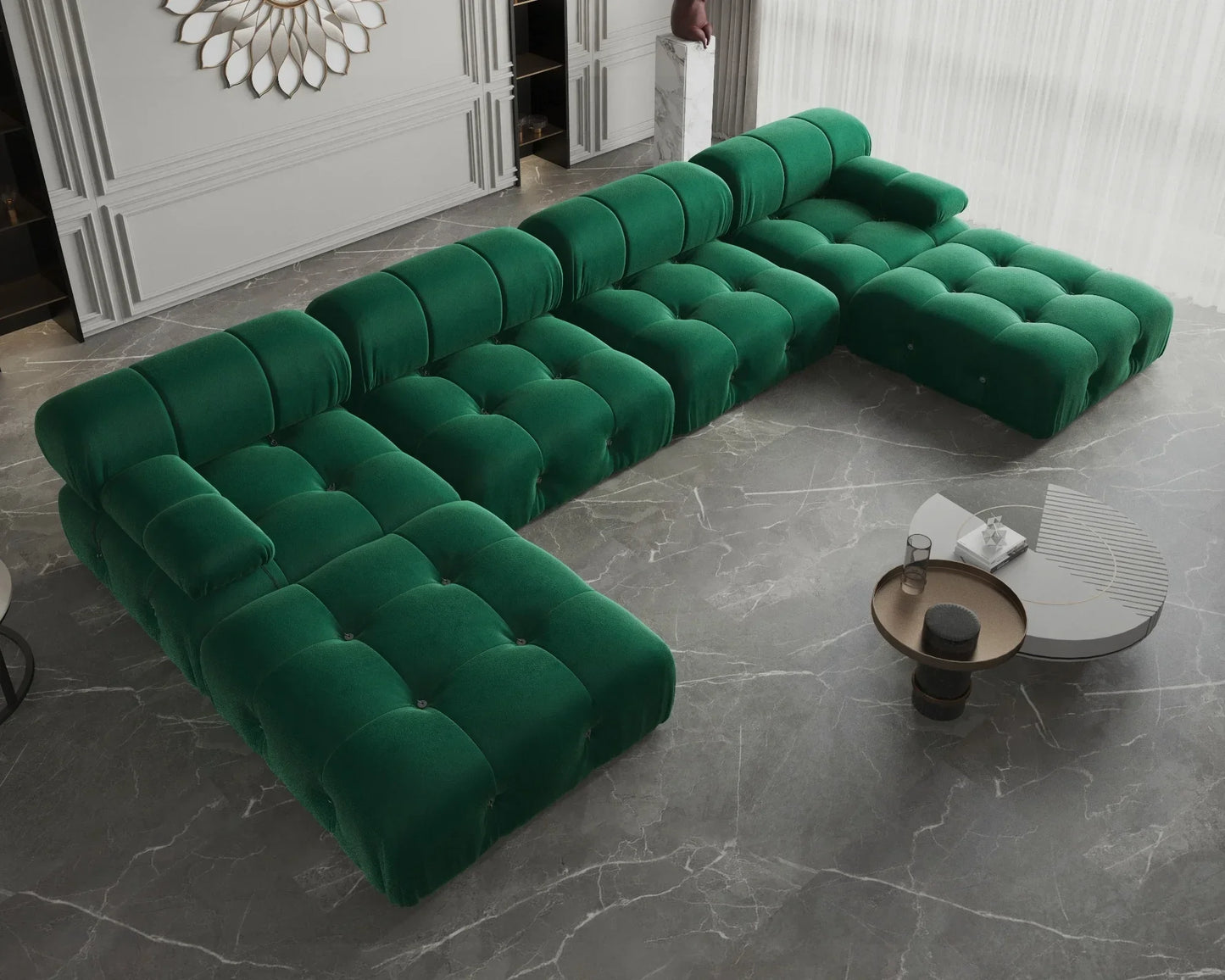 A For ATUNUS Popular Design Corner Modular Sectional Sofa Artistic High Fashion Velvet Fabric U Shape Couch For Hotel