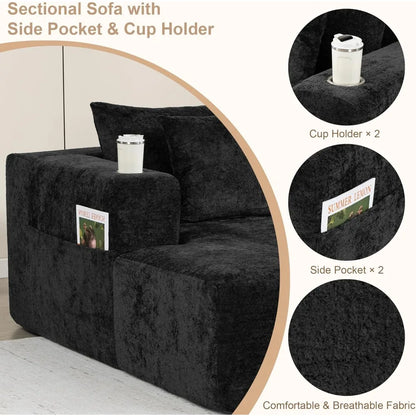 Sectional Sofa with L-Shape Chaise, 102" Cloud Sectional Couch with Deep Seat, 3 Seat Modular Sofa Memory Foam