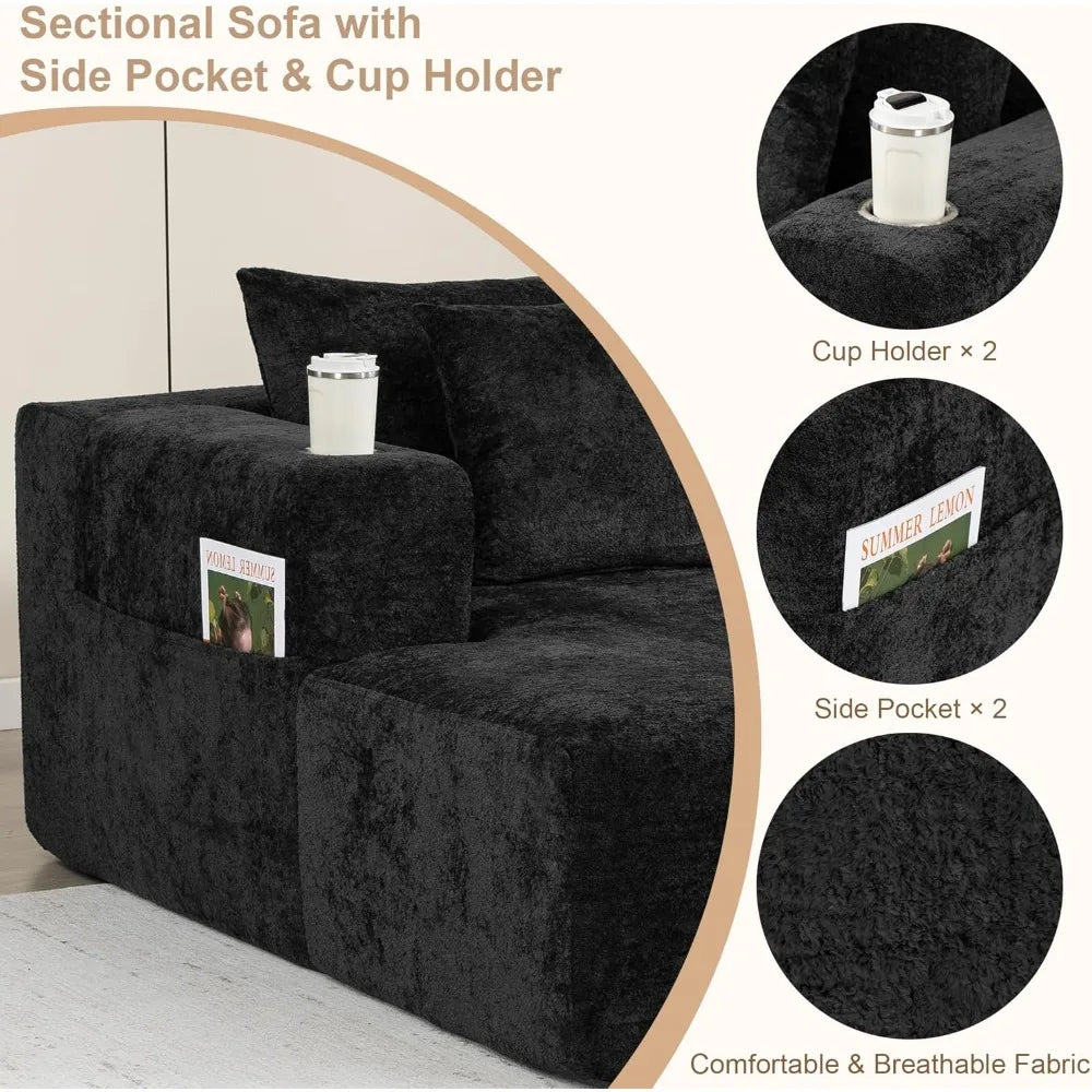 Sectional Sofa with L-Shape Chaise, 102