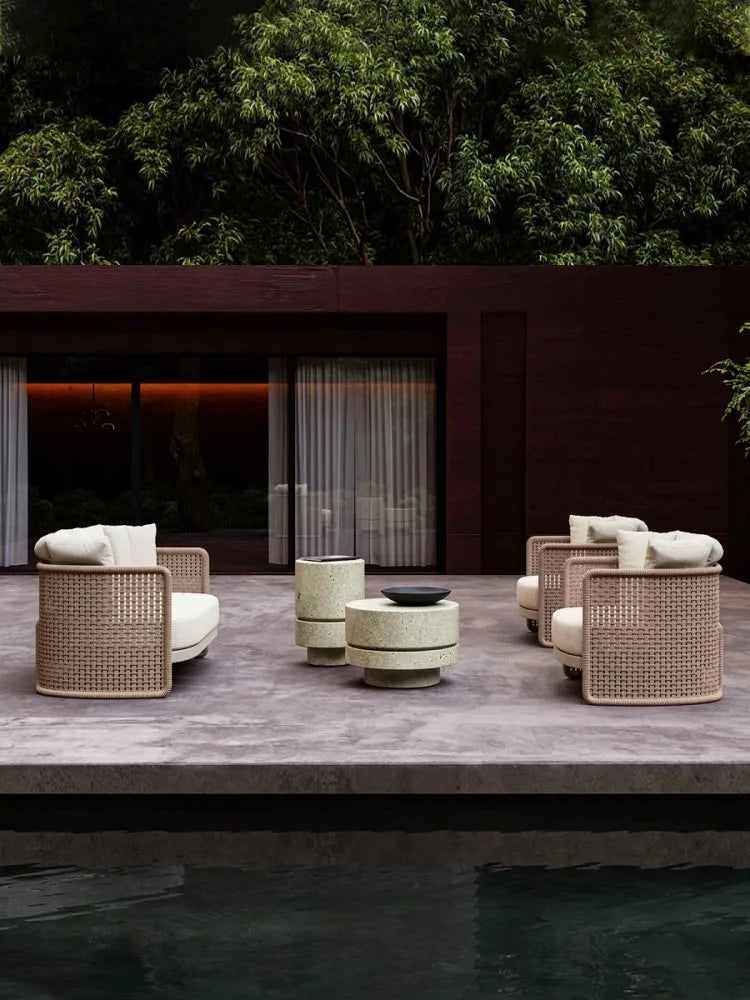 Outdoor Garden Hotel Villa Patio Simple Teak Sofa Set Furniture