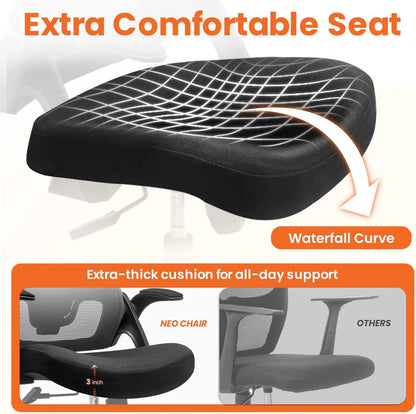 Office Desk Gaming Chair Computer High Back Mesh Seat with Rolling Wheels Ergonomic Adjustable Comfy Flip-up Armrests Lumbar Sup