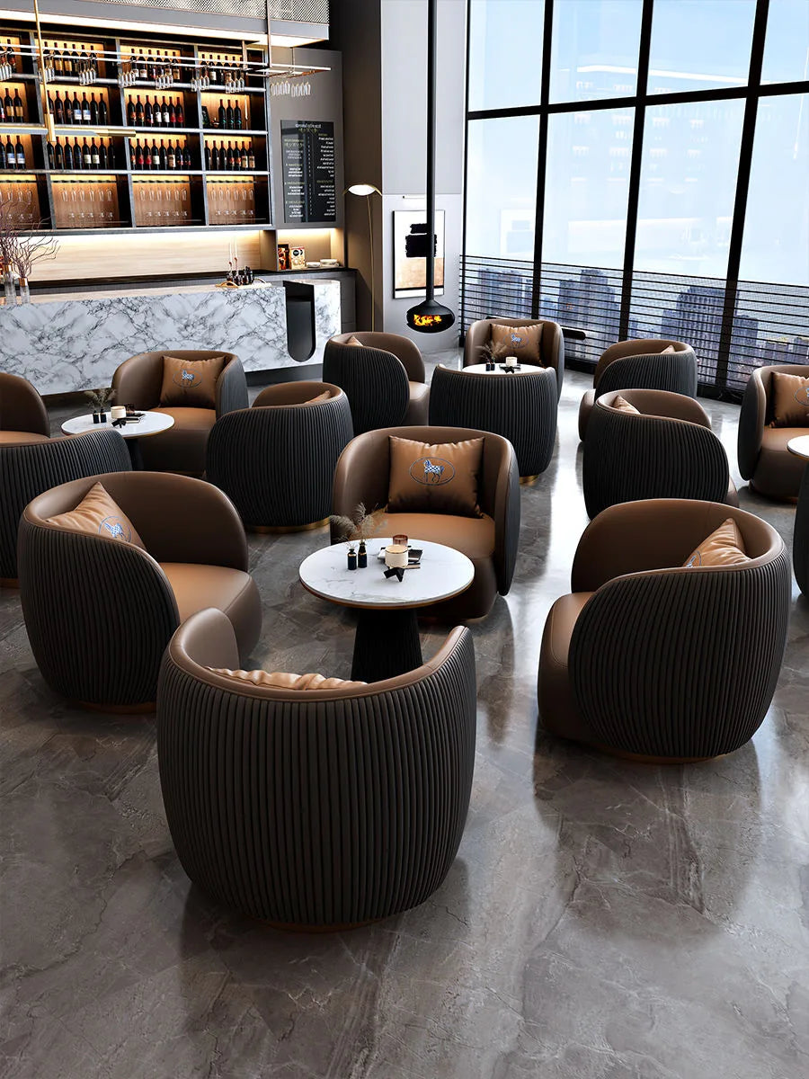Modern sofa chairs in the hotel lobby and reception room