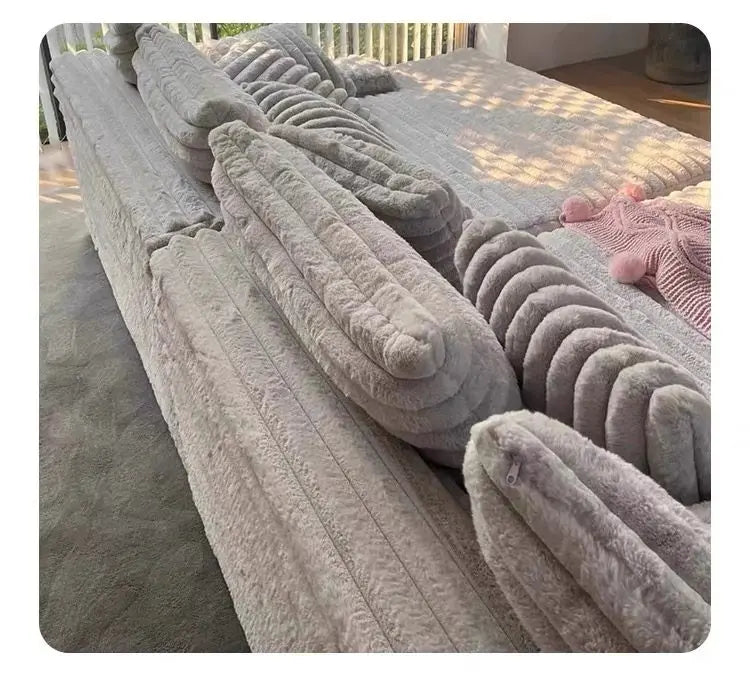 zS173Furniture Living Room Vacuum Compression Washable Corduroy Modern Boneless Couch Sofa Comprimido