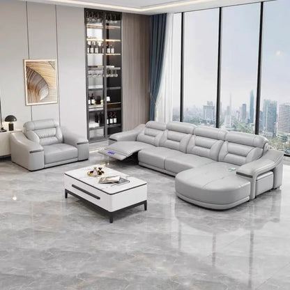 -Modern leather electric recliner sofa couch corner L shape moduler sectional sofas recliner seats living room furniture home