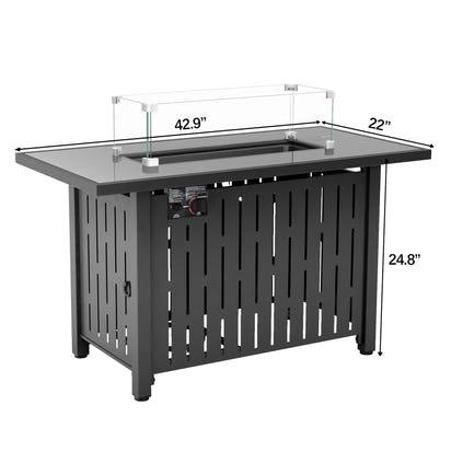 42 Inch Gas Fire Pit Table, 50,000 BTU Propane Pits for Outside with Steel Lid and Waterproof Cover, 2 in 1 Firepit Table
