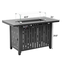 42 Inch Gas Fire Pit Table, 50,000 BTU Propane Pits for Outside with Steel Lid and Waterproof Cover, 2 in 1 Firepit Table