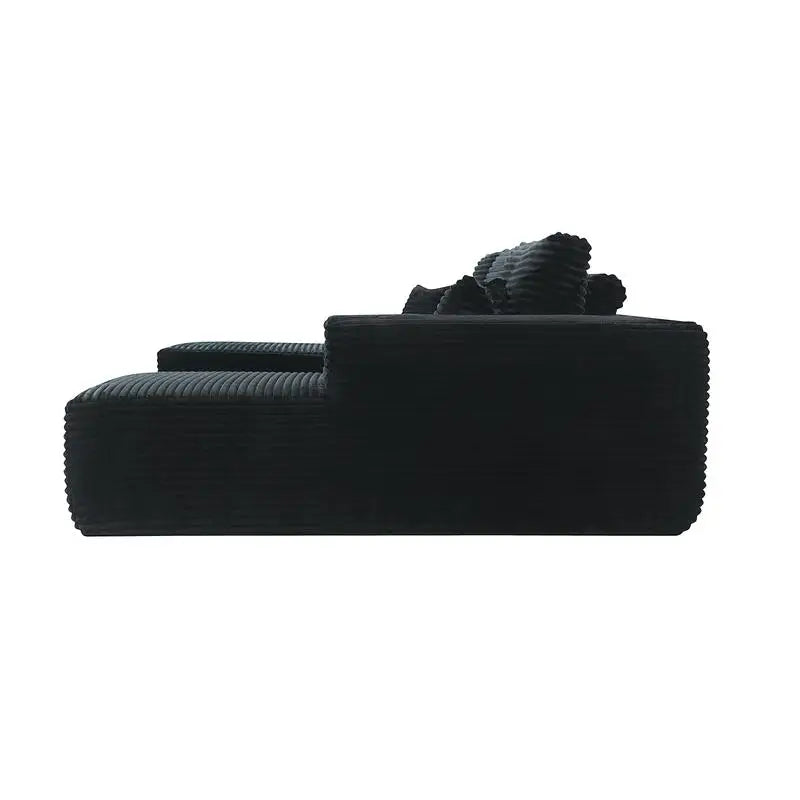 Modern U-Shaped Sectional Couch with Deep Seat, Plush Upholstered Sofa for Living Room and Bedroom, No Assembly Needed, Black