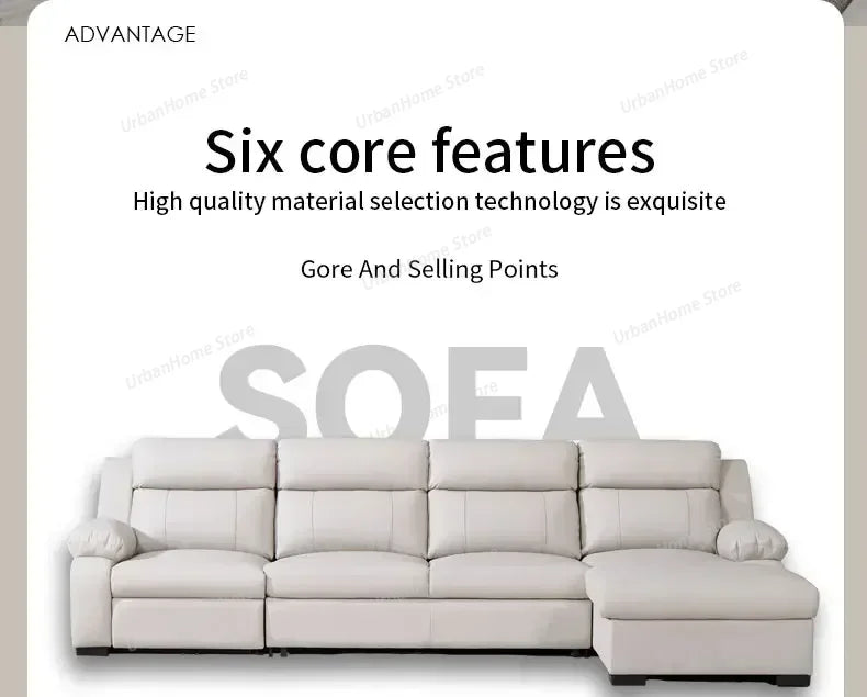 L-shaped Living Room Sofa Leather Electric Recliner Sofa Multi-functional Sofa Bed Folding Small Furniture with Storage Space