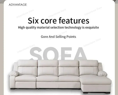 L-shaped Living Room Sofa Leather Electric Recliner Sofa Multi-functional Sofa Bed Folding Small Furniture with Storage Space