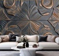 MU8844 Modern high-end golden gilded rock plate TV sofa background wall paper mural