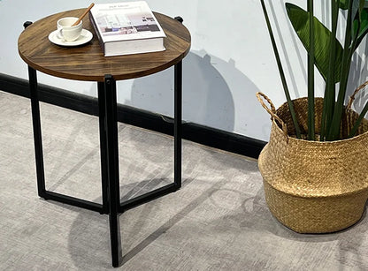 Small round wooden coffee table metal living room and dining room furniture custom designed