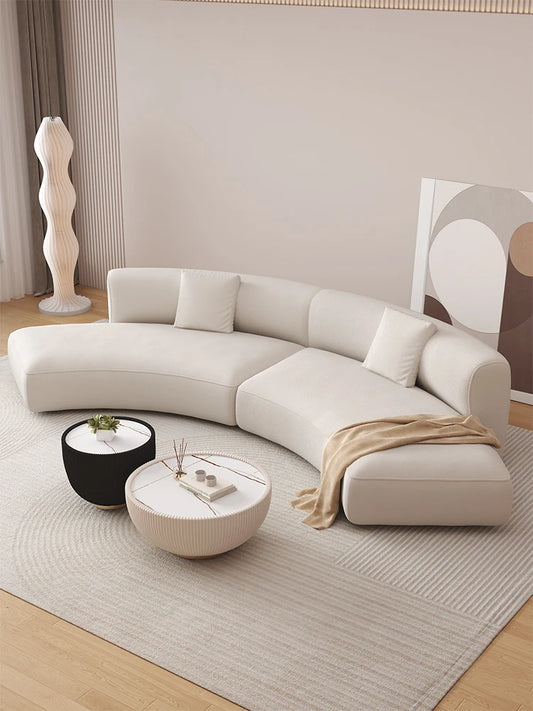 Simple cream style semicircular curved sofa Nordic modern small apartment living room