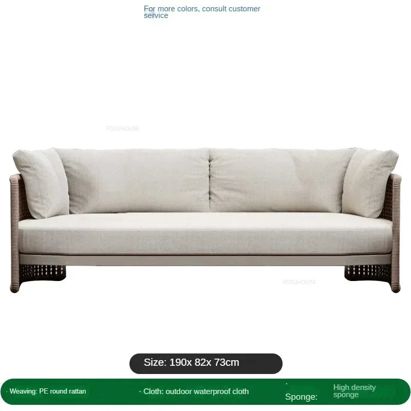 Retro Rattan Outdoor Sofas Luxury Garden Furniture Leisure Home Balcony Patio Set Rainproof and Sunproof Nordic Rope Sofa Chair