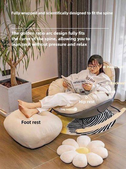 Single Lazy Rocking Chair,internet Famous White Sofa,balcony,living Room,bedroom,Nordic Italian Style Leisure Rocking Chair,sofa
