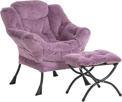 Lazy Chair with Ottoman, Modern Accent Leisure Upholstered Lazy Sofa , Contemporary Lounge Reading Chair with Armrests