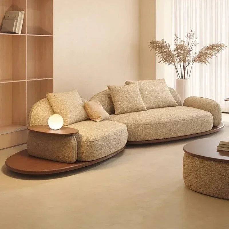 Living Room Coffee Table Designer Creative Three-person Log Style Furniture Modern Simple Modern Morocco Fabric Sectional Sofas