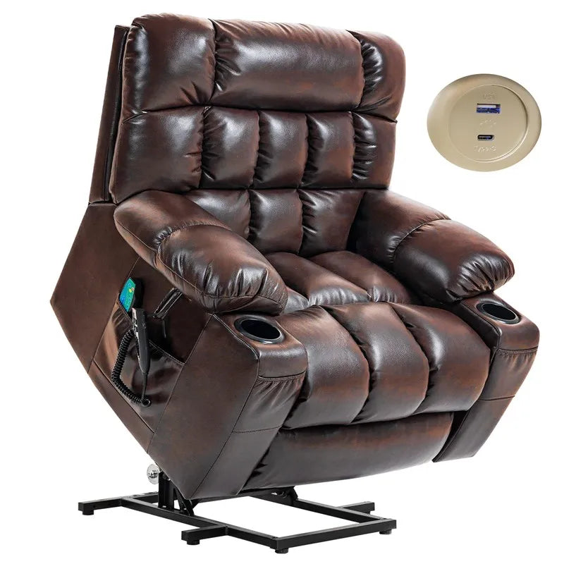 Dual Motor Massage & Heat Reclining Chair for Elderly with Cup Holder & USB Ports, Rocking Recliner Chair