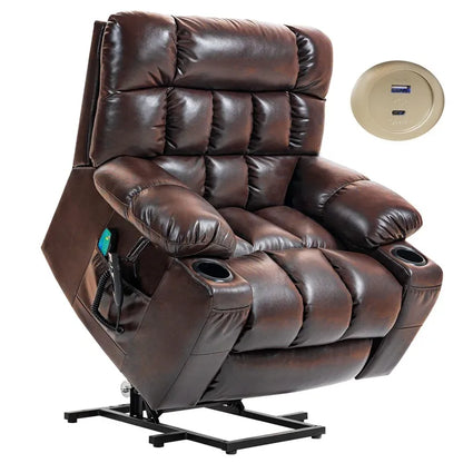 Dual Motor Massage & Heat Reclining Chair for Elderly with Cup Holder & USB Ports, Rocking Recliner Chair