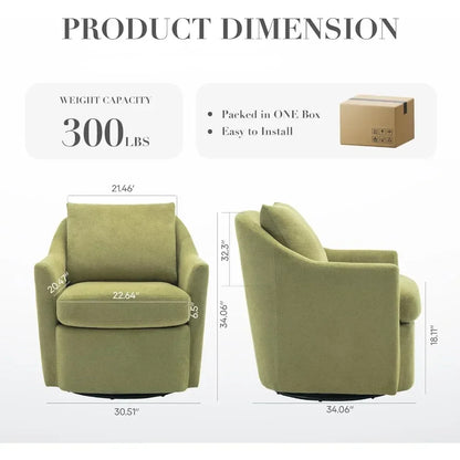 High quality Swivel Chair Set of 2, Upholstered Round Barral Chair, 360° Swivel Accent Chair Ergonomic Backrest, Morden Armchair