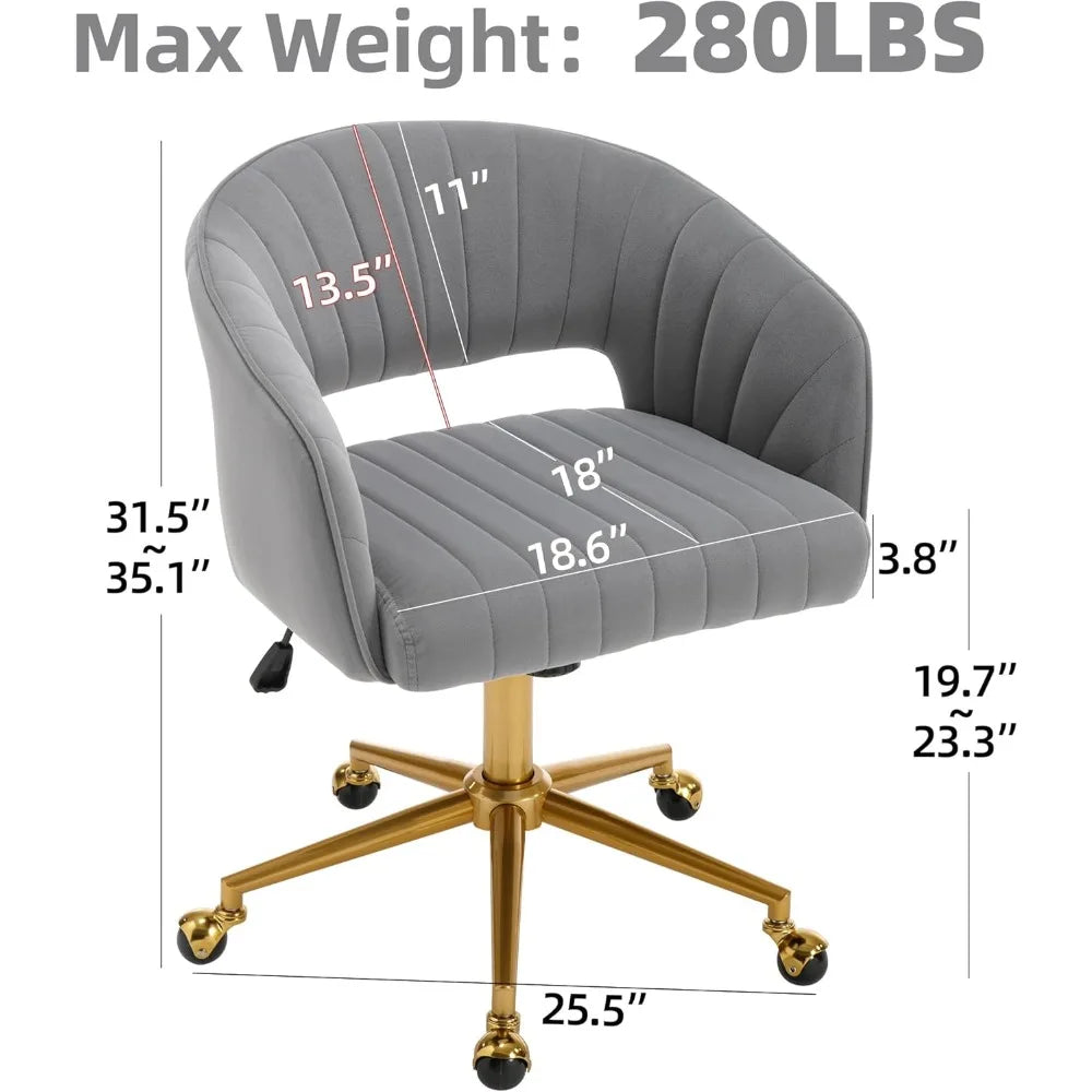 elegant gray office desk chairs, contemporary velvet swivel chairs, adjustable height vanity seats with metallic base, ergonomic