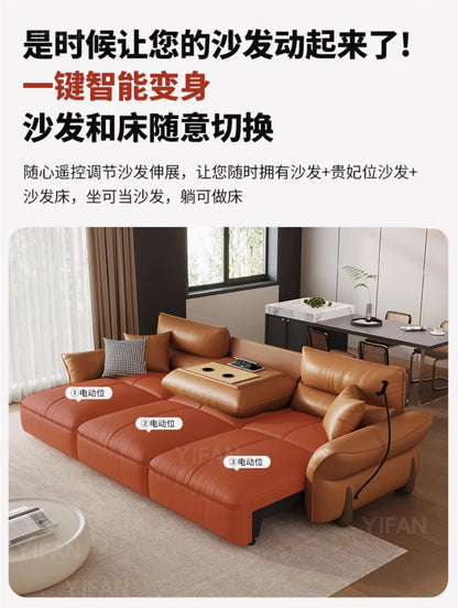 Relaxing Genuine Leather Sofa Living Room Electric Reclining Italian Sofa Lounge Luxury Divano Soggiorno Furniture Home