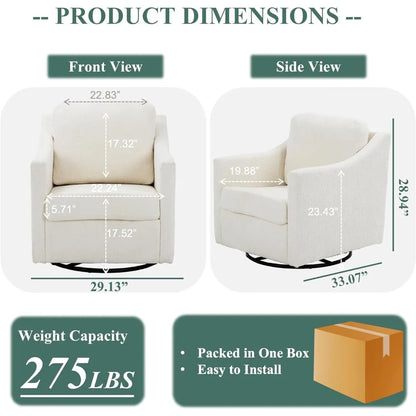 Swivel Accent Chair, 360° Rotation Chenille Fabric Upholstered Leisure Armchair with Lumbar Pillow for Living Room Bedroo