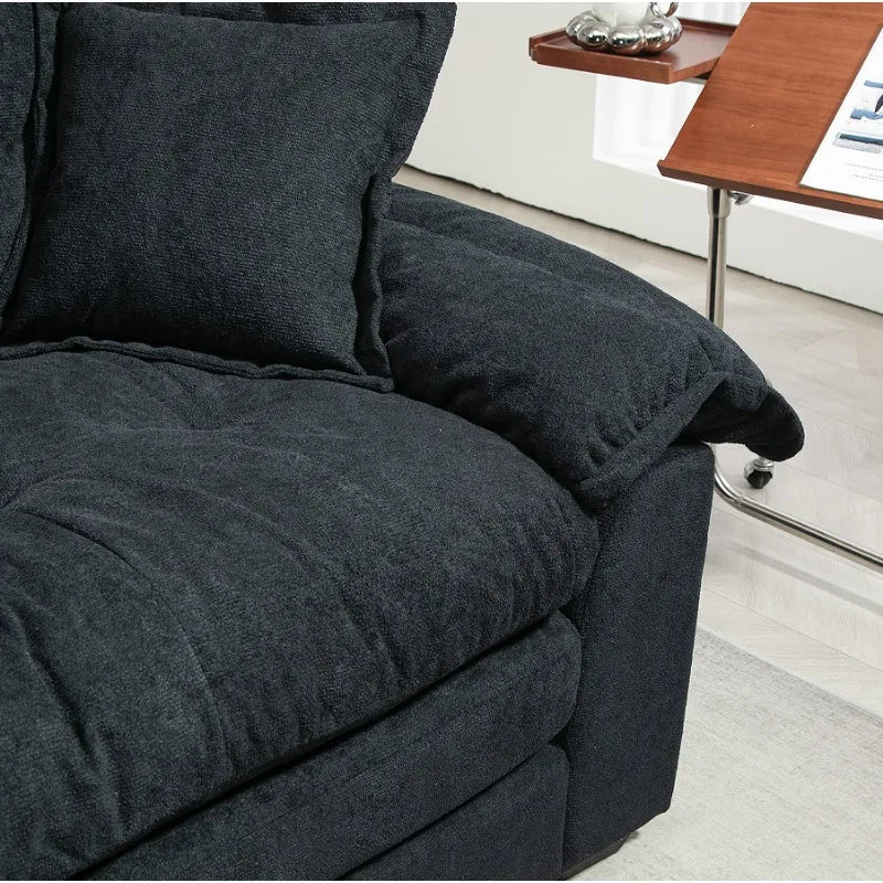 84 Convertible Modern Sofa Double Sofa Deep Seat with Two Cushions Memory Sponge Living Room Apartment Office Lounge - Black