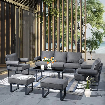 # Hot Aluminum Patio Conversation Set Of 6 Pieces Weather Resistant Outdoor Furniture Sofa Set With Armrest Cushion,Armchairs,Ot