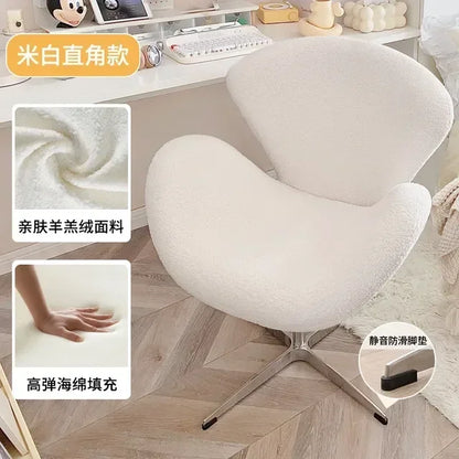 New Computer Chair, Home Bedroom Girls Makeup Chair, Comfortable Sedentary Dressing Table Stool, Sherpa Lift Swivel Chair