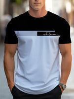 Men's Summer Letter Pattern Printed T-Shirt Men's Breathable Comfortable Simple Round Neck T-Shirt Outdoor Sports Casual Top