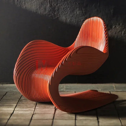 Solid wood sliced art seats, swan chairs, special shape home hotel designer curve creative soft sofa chair