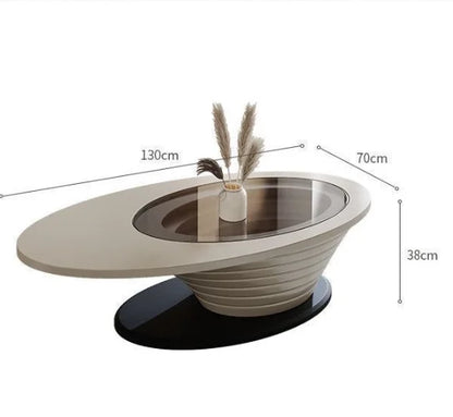 Table basse de salon célèbre sur Internet, nouvelle Table à thé ovale en verre minimaliste et Simple