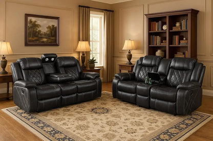 Bestseller Power Leather Recliner Sofa Set with LED Lights