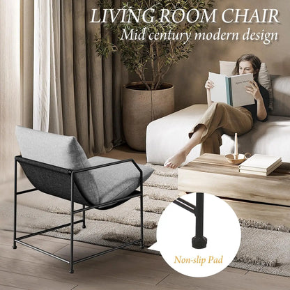 Accent Chair Living Room Chairs Comfy Reading Chair For Bedroom Upholstered Lounge Chair Mid Century Modern Arm Chair Sling