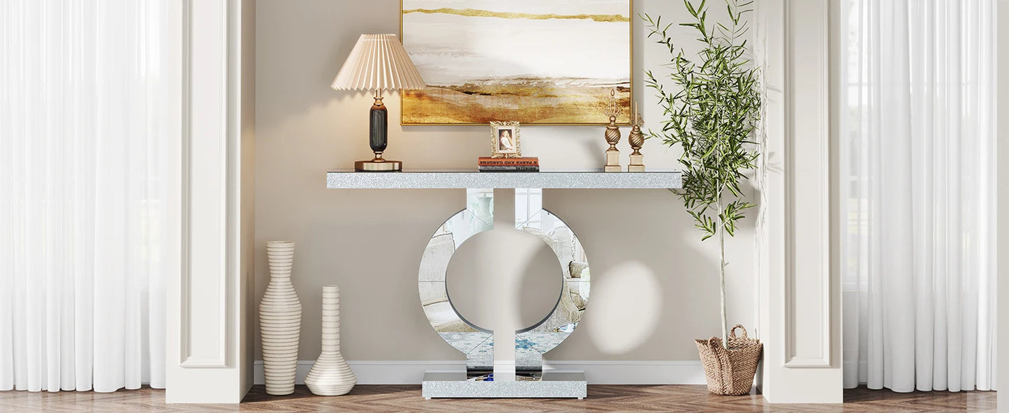 Tribesigns 43.3-Inch (110cm)Mirrored Console Table, Modern Entryway Table with Thickened Mirror Finish Tabletop