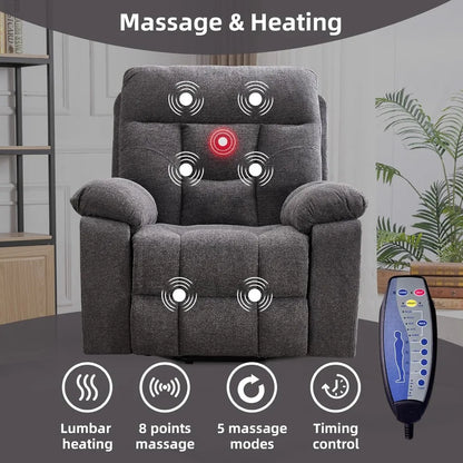 Large Power Lift Recliner Chair with Massage and Heat for Elderly Big and Tall People, Overstuffed Wide Recliners, Customized