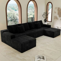 Modular Sectional Sofa, Upholstered Compressed Couch for Living Room, Bedroom, Apartment, No Assembly Required, 4-Piece Free
