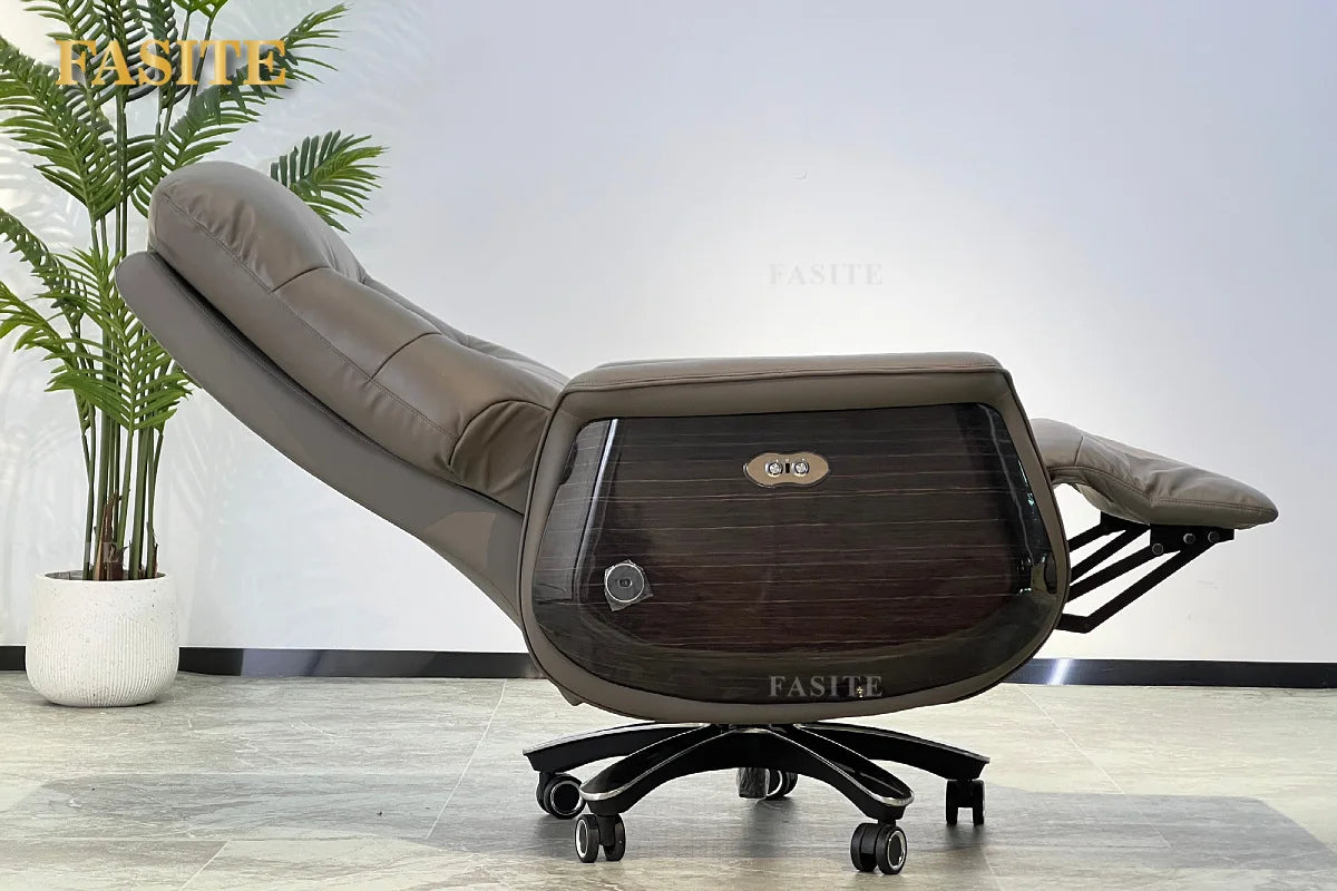Lunch break can lie down dual-purpose leather office desk chair, light luxury sedentary and comfortable electric massage boss