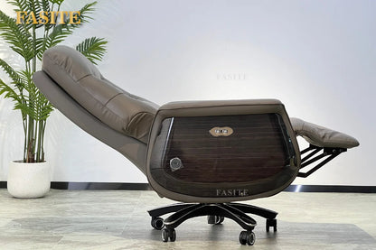 Lunch break can lie down dual-purpose leather office desk chair, light luxury sedentary and comfortable electric massage boss