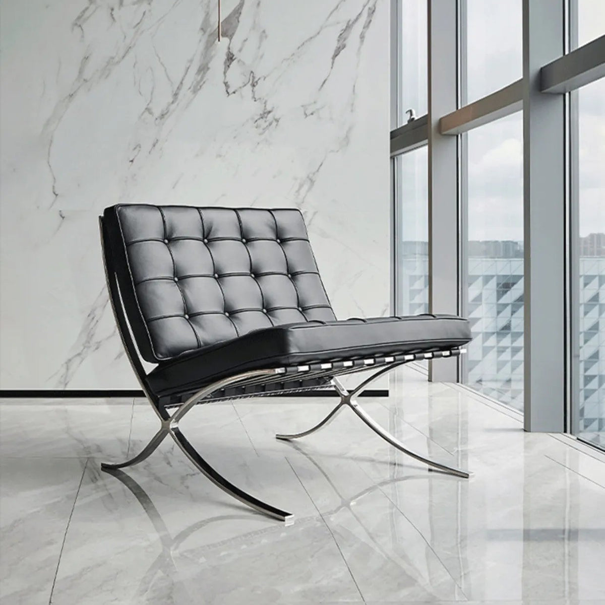 Designer Vintage Barcelona Chair Modern Simple Leather Barclon Italian Personality Single Lounge Chair