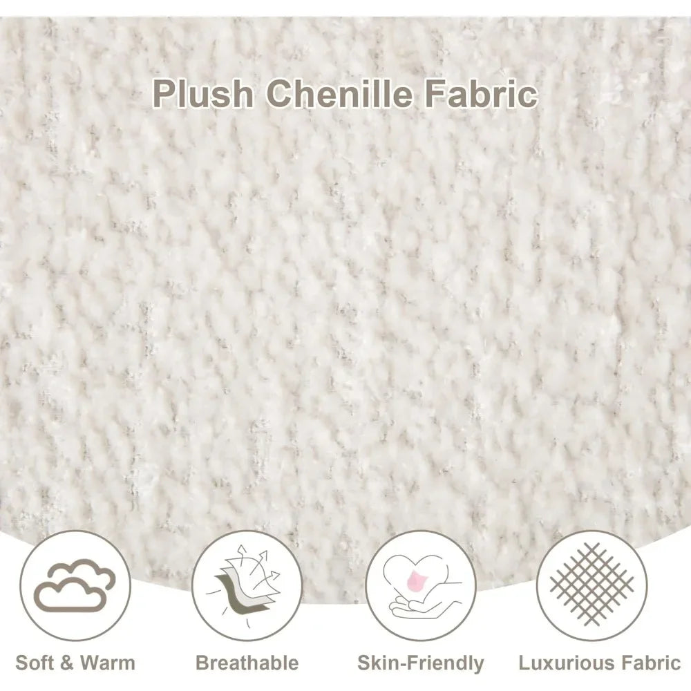 "110 inch chenille fabric u-shaped sectional sofa with double chaise and sleeper for comfortable living room seating"