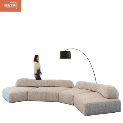 Fabric Sofa Combination Villa Large Apartment Sitting Italian Rock Irregular Special-shaped Large Flat Edta Double-sided