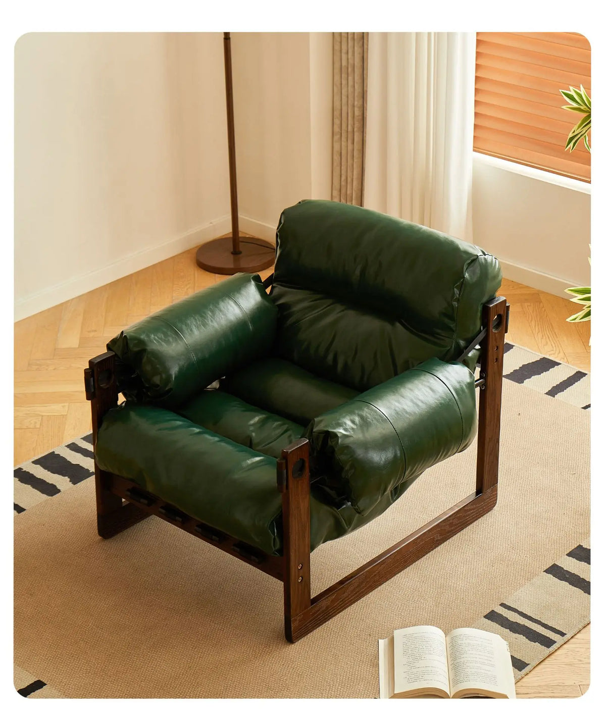 High-End Solid Wood Recliner Sofa Chair Home Personal Leisure Living Room Furniture Small Sofa Comfortable Lazy Chair