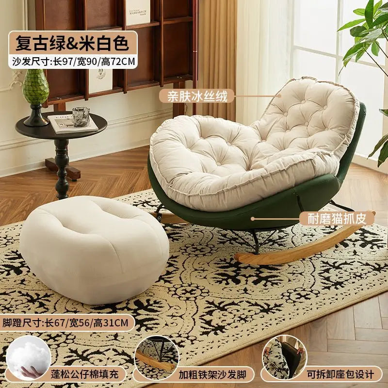Elegant Nordic Rocking Chair for Living Room Single Penguin Chair Cozy Lazy Sofa Stylish Lounge Chair for Balcony and Patio