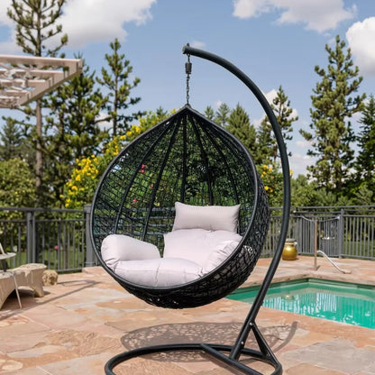 Modern Style Rattan Hanging Patio Metal Stand Swing Chair Hot Sale Furniture for Bedroom Indoor & Outdoor Use Furniture
