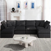 Cloud Modular Sectional Sofa with 2 Storage Ottomans 160.6" Down Filled Comfort U Shaped Sofa Minimalist Wide Deep Seat Couch