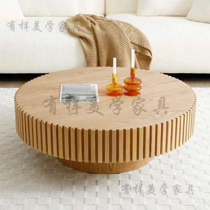 Small Apartment Living Room Solid Wood Coffee Table Gear Round Coffee Table Nordic Original Designer Bed And Breakfast