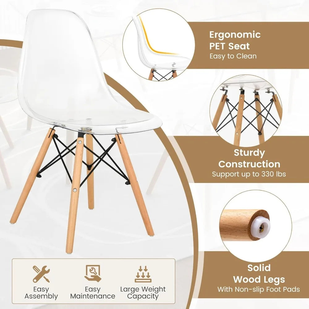 Dining Table Set for 4, Modern Kitchen Table and Chairs, Glass Table and Chairs Set of 4 for Small Living Room, Kitchen